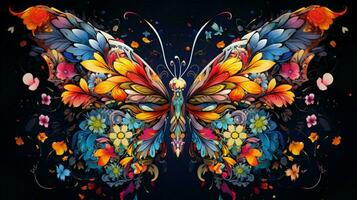 multi colored butterfly displaying intricate abstract photo