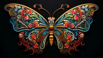 multi colored butterfly displaying intricate abstract photo