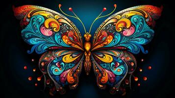 multi colored butterfly displaying intricate abstract photo