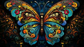 multi colored butterfly displaying intricate abstract photo