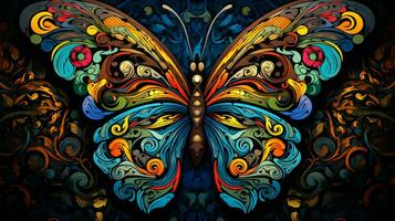 multi colored butterfly displaying intricate abstract photo