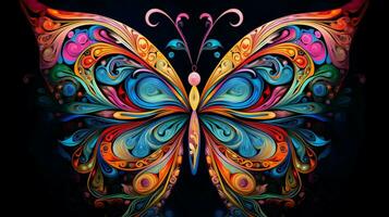 multi colored butterfly displaying intricate abstract photo