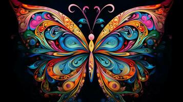 multi colored butterfly displaying intricate abstract photo