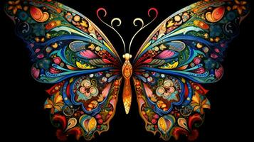 multi colored butterfly displaying intricate abstract photo