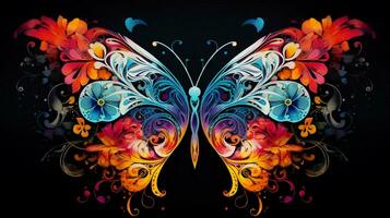 multi colored butterfly displaying intricate abstract photo