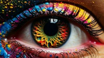 multi colored creativity in close up human eye photo