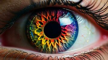 multi de colores creatividad en cerca arriba humano ojo foto