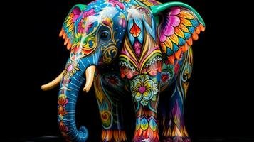 multi colored elephant statue symbolizes hinduism spiritual photo