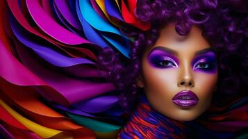 multi colored fashion beauty one person purple adult photo