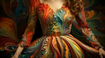 multi colored textile pattern on elegant dress photo