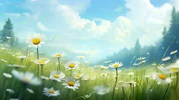 nature beauty in a meadow summer grass daisies photo