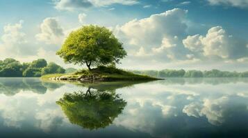 nature beauty reflected in tranquil outdoor scene photo