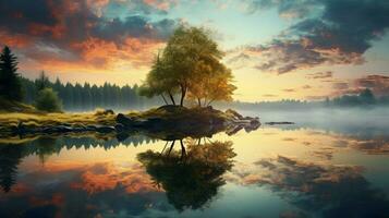 nature beauty reflected in tranquil outdoor scene photo