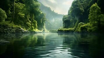 naturaleza belleza reflejado en tranquilo agua escena foto
