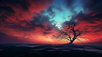 nature beauty silhouettes against majestic skies photo