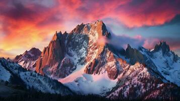 nature mountain displays radiant colors at sunset photo