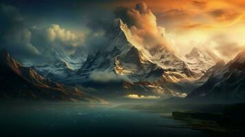 naturalezas majestad revelado en un montaña pico foto