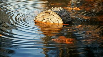 natures reflection on water and wood material photo