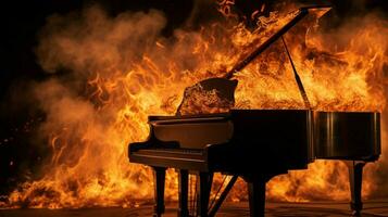 noche actuación piano cerca fuego foto