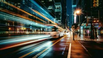 noche transporte borroso movimiento moderno ciudad vida foto