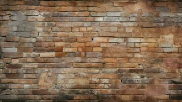 old brick wall with rough weathered pattern in solid cons photo