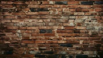 old brick wall with rough weathered pattern in solid cons photo