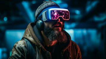 one man playing video game with smart glasses photo