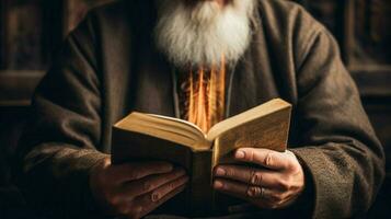 one person holding a book studying wisdom photo