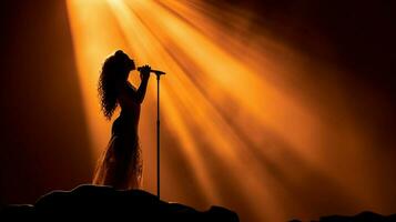 one person singing on stage backlit beauty photo