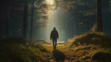 one person walking in solitude exploring nature photo