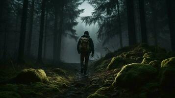 one person walking in solitude exploring nature photo