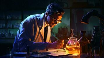 one scientist analyzing liquid concentration indoors photo