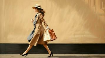 one woman carrying shopping bag from boutique photo