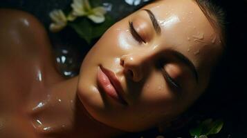 one woman enjoying a relaxing beauty treatment photo