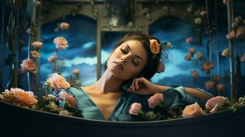 one woman enjoying a relaxing beauty treatment photo