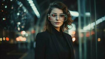 one young adult posing with futuristic eyeglasses photo