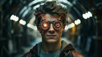 one young adult posing with futuristic eyeglasses photo