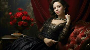 one young woman exudes elegance and sensuality photo