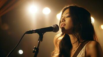 one young woman singing sensually on stage photo