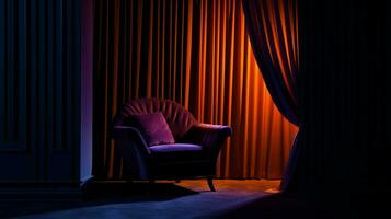 orange and purple fabric in a dark room photo