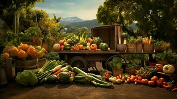 organic farm harvests fresh fruit and vegetables photo