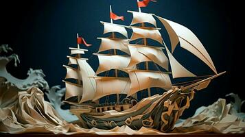 origami paper craft ship sails on imagination nautical photo