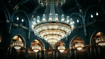 florido candelabro ilumina majestuoso mezquita elegante foto