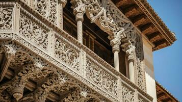 ornate decoration adorns ancient arabic style building photo