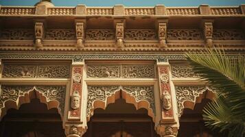 ornate decoration adorns ancient arabic style building photo