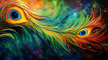 pavo real pluma resumen elegancia en vibrante colores foto
