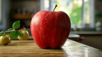 rojo manzana Fresco Fruta en el cocina foto