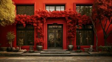 red beauty house front facade photo