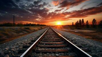 railroad track transportation speed sunset mode photo