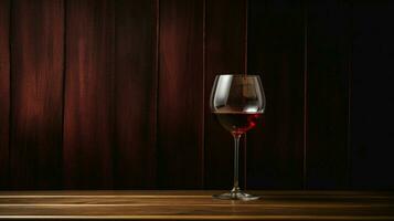 red wine glass elegance on wood table photo